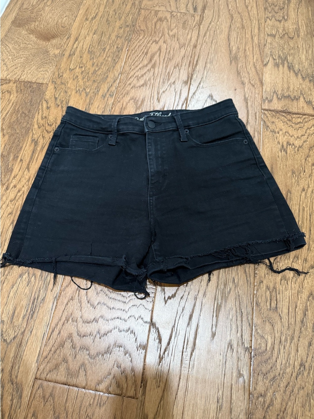 Black High-Rise Frayed Hem Women’s Denim Shorts